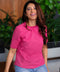Short Sleeve Round Detailed Pink Top